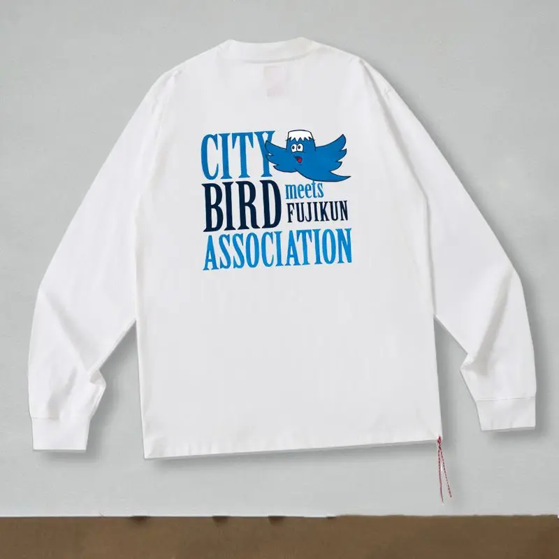 

Stock Blue City Bird Print Letter Logo Beams с длинным рукавом Модная уличная одежда для мужчин и женщин Хлопковые тканые красные веревочные толстовки