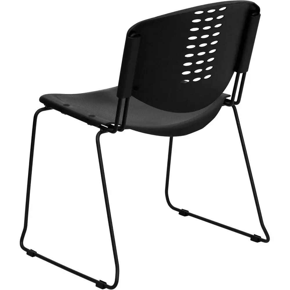 Hercules 400 lbs. Black Plastic Stackable Chair with Black Frame