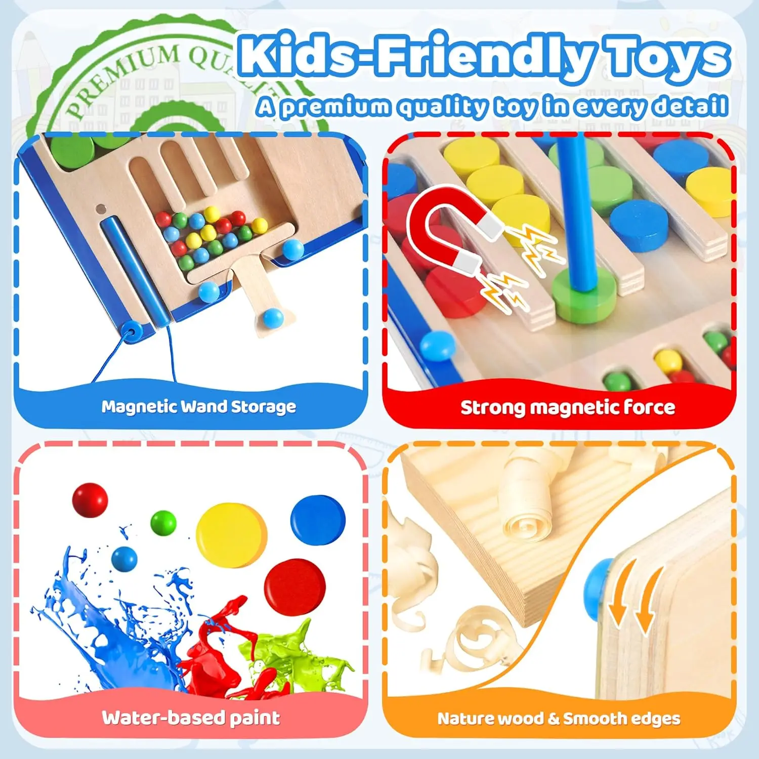 Magnetisches, farblich passendes Puzzle-Brettspielzeug für Kinder, Montessori-Spielzeug für Kleinkinder für 3 4 5 6 Jahre alte Jungen und Mädchen, Geburtstagsgeschenke, Holz S