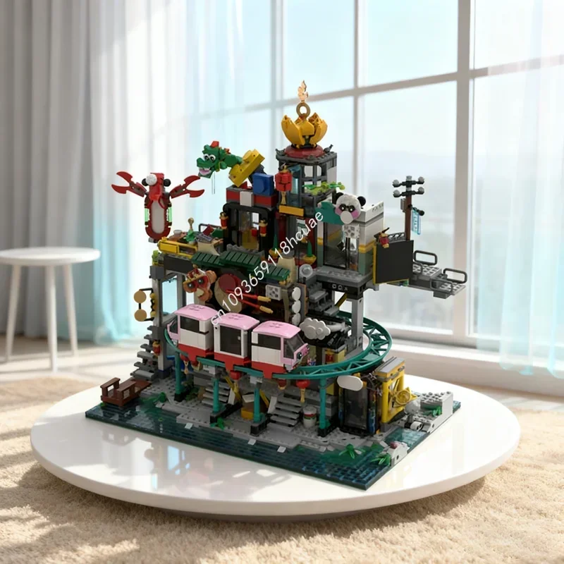 

590 шт. MOC городские фонарики платформа Monkie Kided модель строительные блоки рождественские подарки сборка игрушек DIY образование дети день рождения