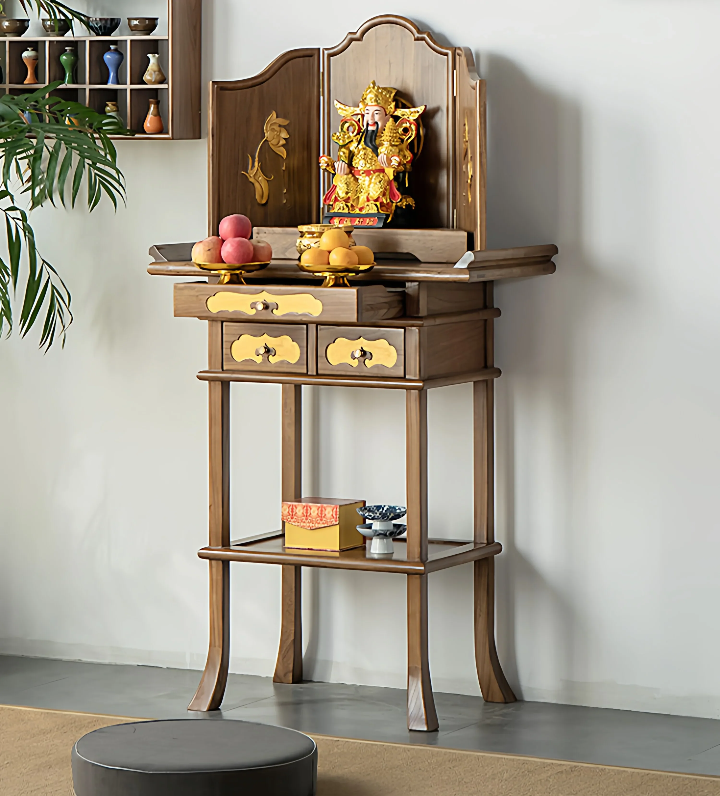 DSA new Chinese solid wood Buddhist niche Buddhist platform incense table table God of Wealth statue small vertical household