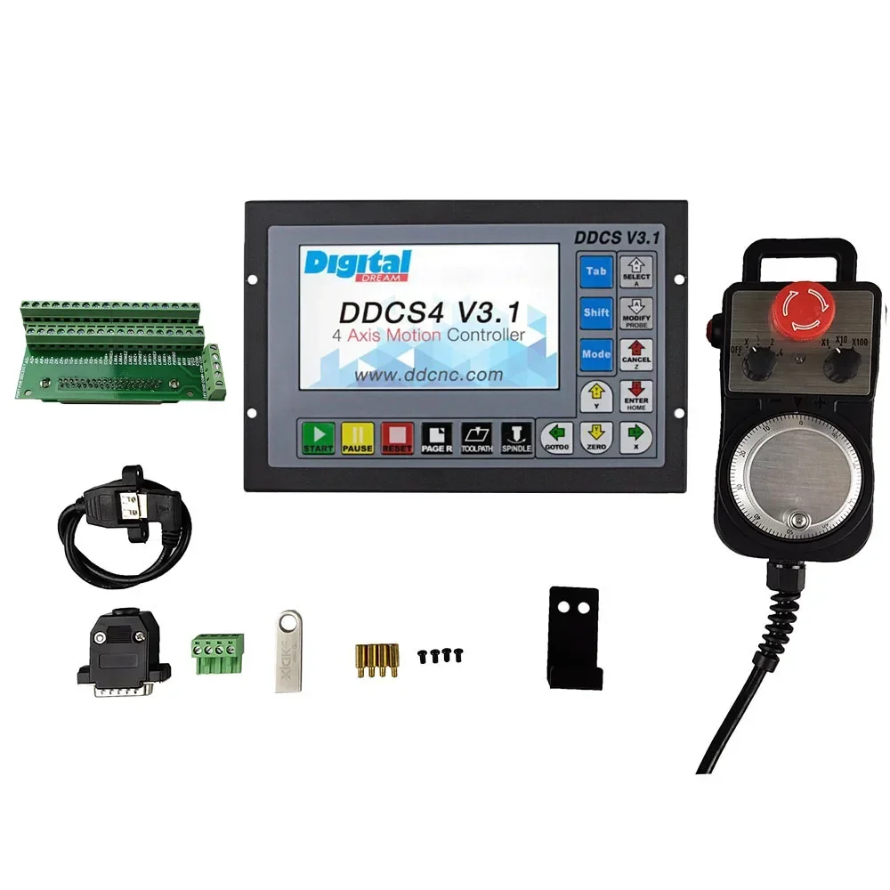 DDCSV 3,1 4 Achsen G Code CNC Offline Stand Alone Controller Für Gravur Fräsen Maschine DDCS V3.1 + 4-achse E-Stop MPG Handrad