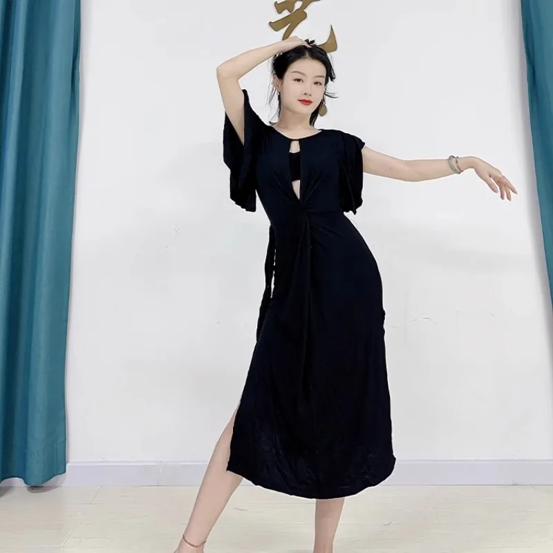 Customized Belly Dance Costumes Apparel 2025 New Modal Twisted Dress with Latin Fusion and Eastern Dance in Front and Back