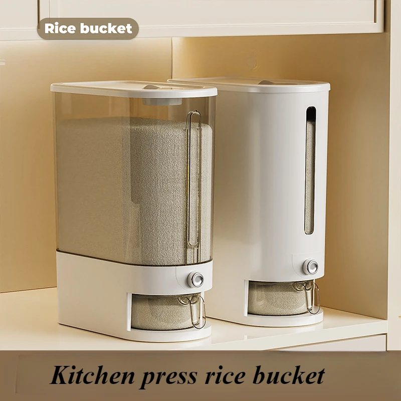 

2024 Rice Dispenser, Large Grain Container Storage with Lid Measuring Cylinder Moisture Proof Household Cereal Dispenser Bucket