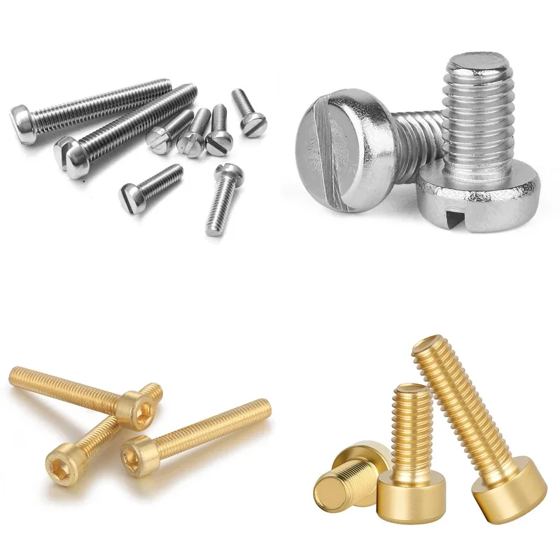 1Set M2.5 Brass Stainless Steel Screws,Slotted Hex Socket Head Hardware Fasteners, DIY Assembly Replacement Accessories