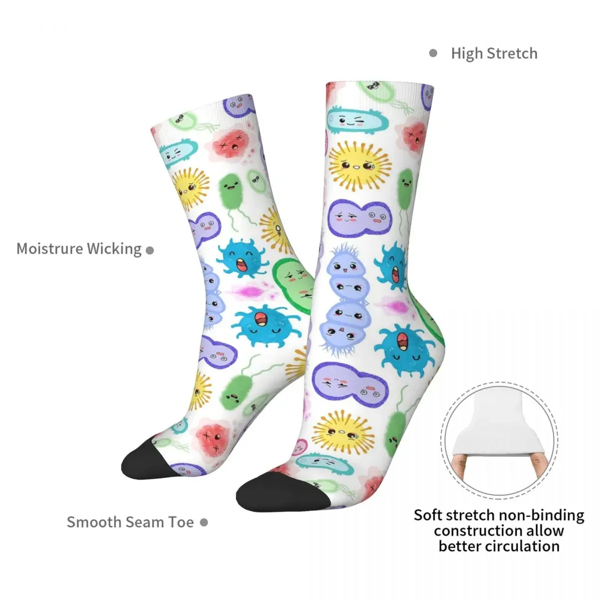 Cute Microbes Bacteria, Virus, Ecoli, MicroBiology  Socks Harajuku High Quality Stockings All Season Long Socks Accessories