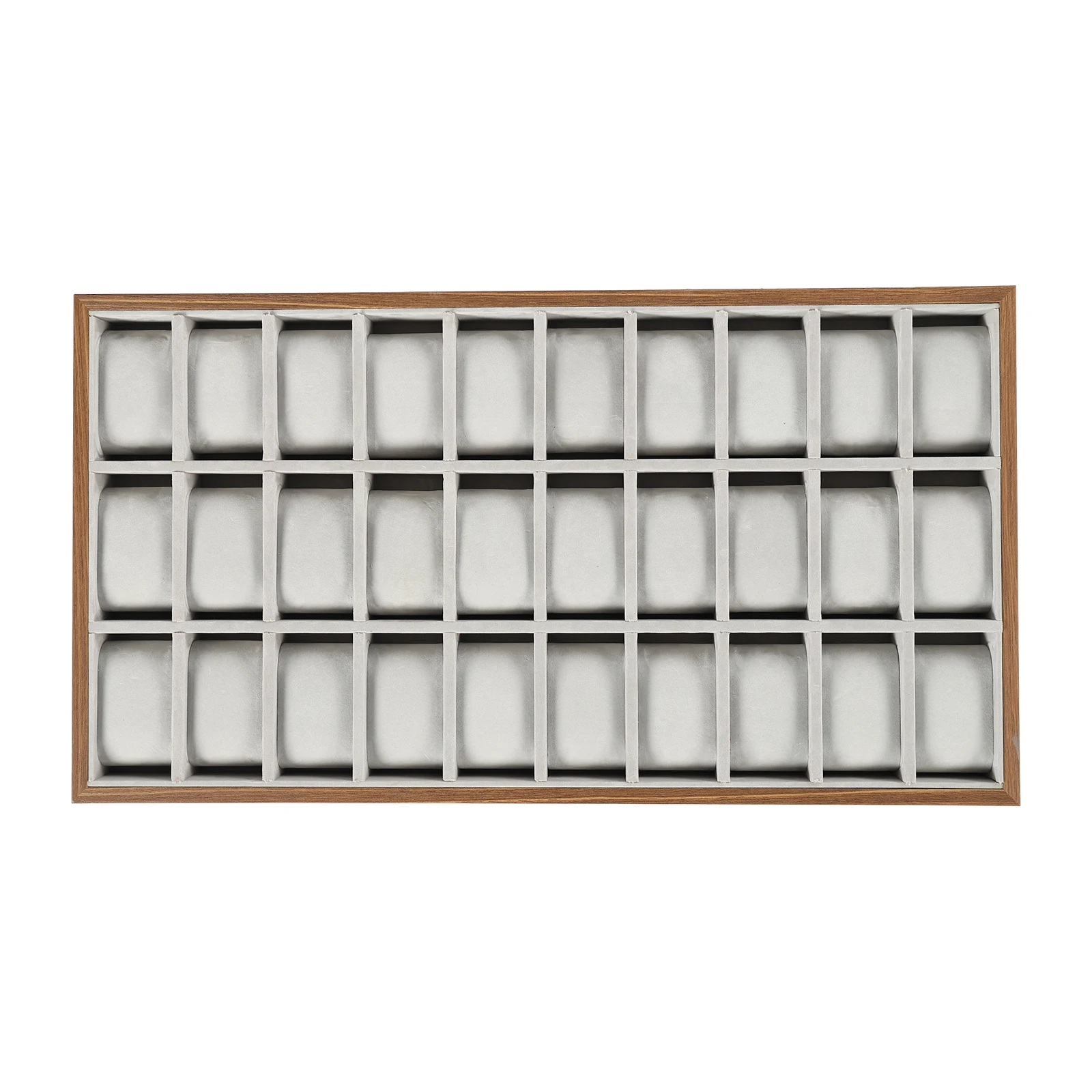 30 Compartments Luxury Wooden Watch Jewelry Tray Storage Box - Men's And Women's Detachable Pillow Display Tray