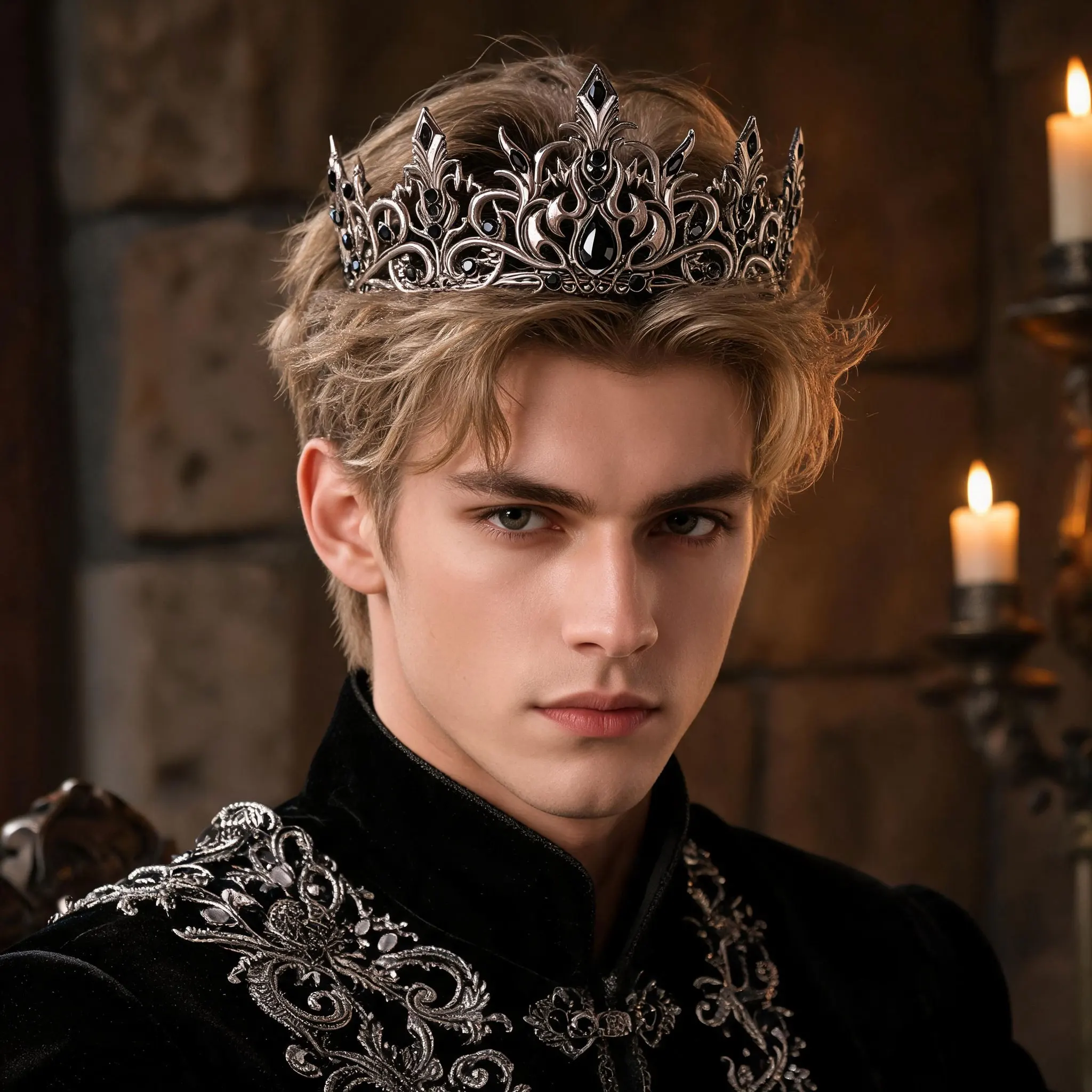 Gothic Black Crystal Men's Crown, Silver-Toned Royal Tiara, King Crown for Halloween, Dark Wedding & CosplaySuitable for balls image 2