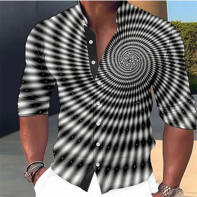 Camisa de manga larga con cuello levantado para hombre, camisa minimalista deslumbrante, Top informal de verano, estilo playero, MB1