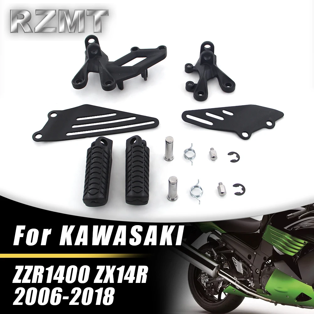 

Комплект складных кронштейнов для мотоцикла KAWASAKI ZZR1400 ZX14R 2006-2014, передние подставки для ног, педаль, аксессуары, серебристые запчасти