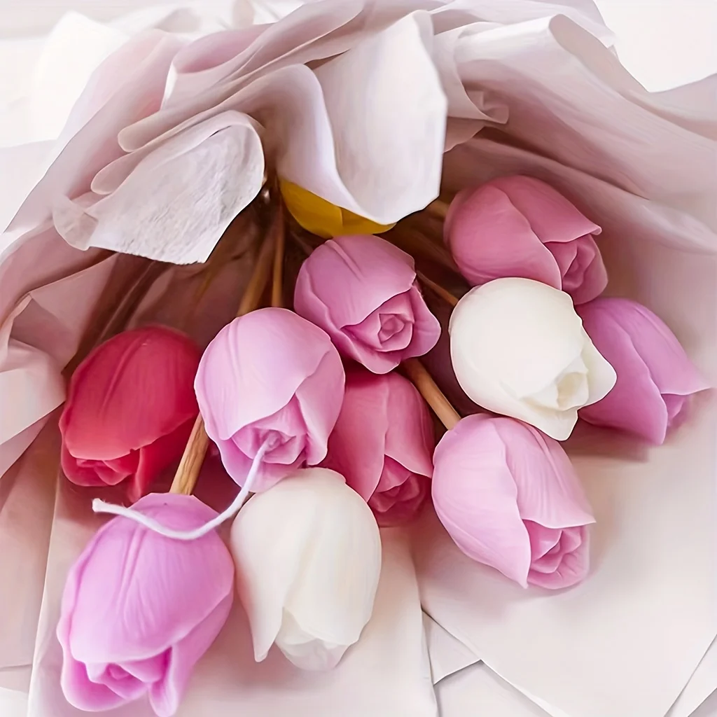 Molde de Silicone Tulipa para Velas, Decoração Artesanal de Sabonetes e Pedras Aromáticas DIY, Molde de Formato Irregular com Tema Floral