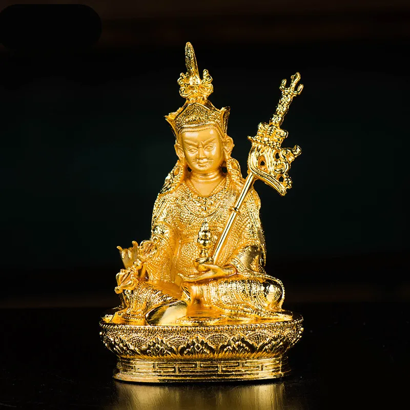 

Gold Alloy Zinc 15cm Tranic Buddhist Suppliers Plated Efficacious Bodhisattva Padmasambhava Lotus Putting Home/Office Decoration