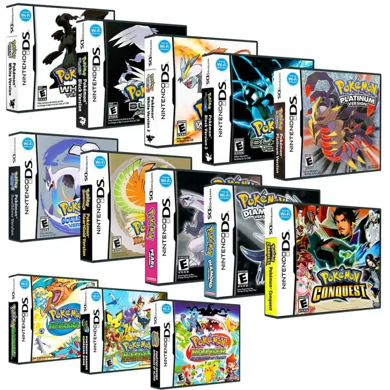 Anime Peripheral Nds Game Card Pokemon Single Card Black Box Us Version Cartoon English Game Collection Boy Gifts