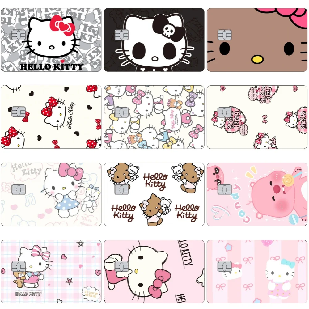 Customizable Anime Sanrios Kawaii Credit Debit Card Skin Stickers for Star Laser Glitter Hello Kittty Anti-scratch Film Tape Toy