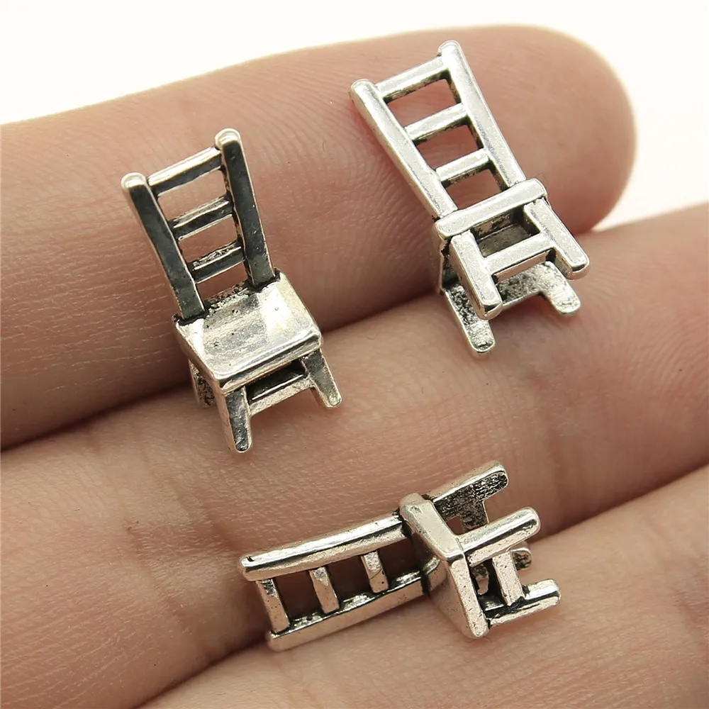 WYSIWYG 10pcs 17x7x6mm 3D Chair Charm Pendants For Jewelry Making Antique Silver Color 3D Chair Pendants Charm Chair