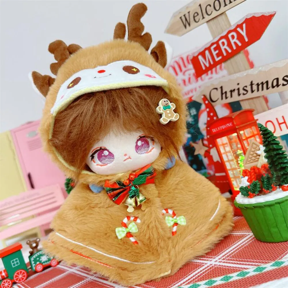 Scialle di Natale 20CM Vestiti per bambole in cotone Pupazzo di neve Mantello di peluche Vestiti per bambole di pezza Vestito di ricambio Giocattoli di peluche Vestiti