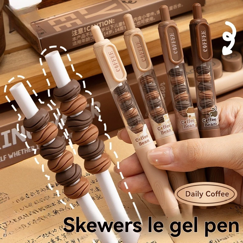 4 قطعة قلم جل الصحافة فرشاة محايدة سؤال قلم الماء الأسود عالية الجمال Ins الرياح قلم توقيع لطيف التجفيف السريع قابل للمسح #4