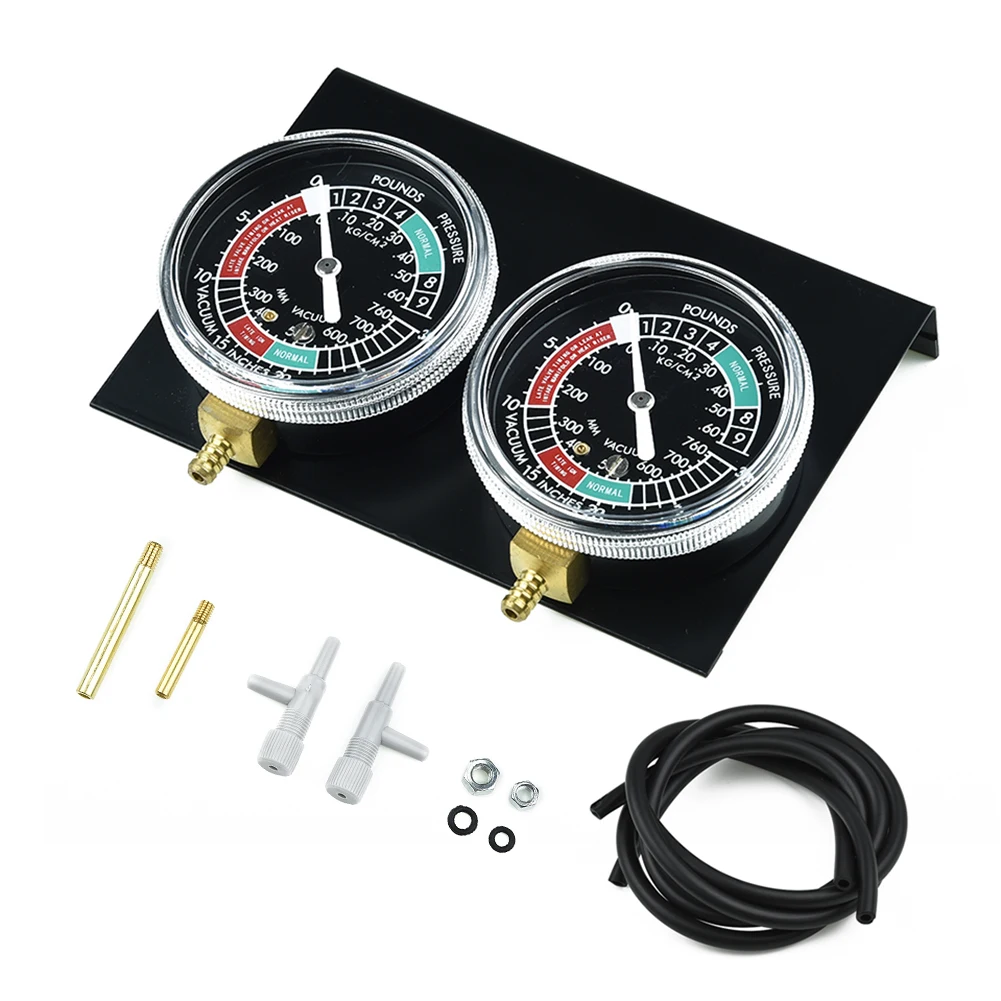 Vacuum Balancer Gauge System for 2-Cylinder Motorcycle Carburetors with Brass Extensions and Hose Compatibility