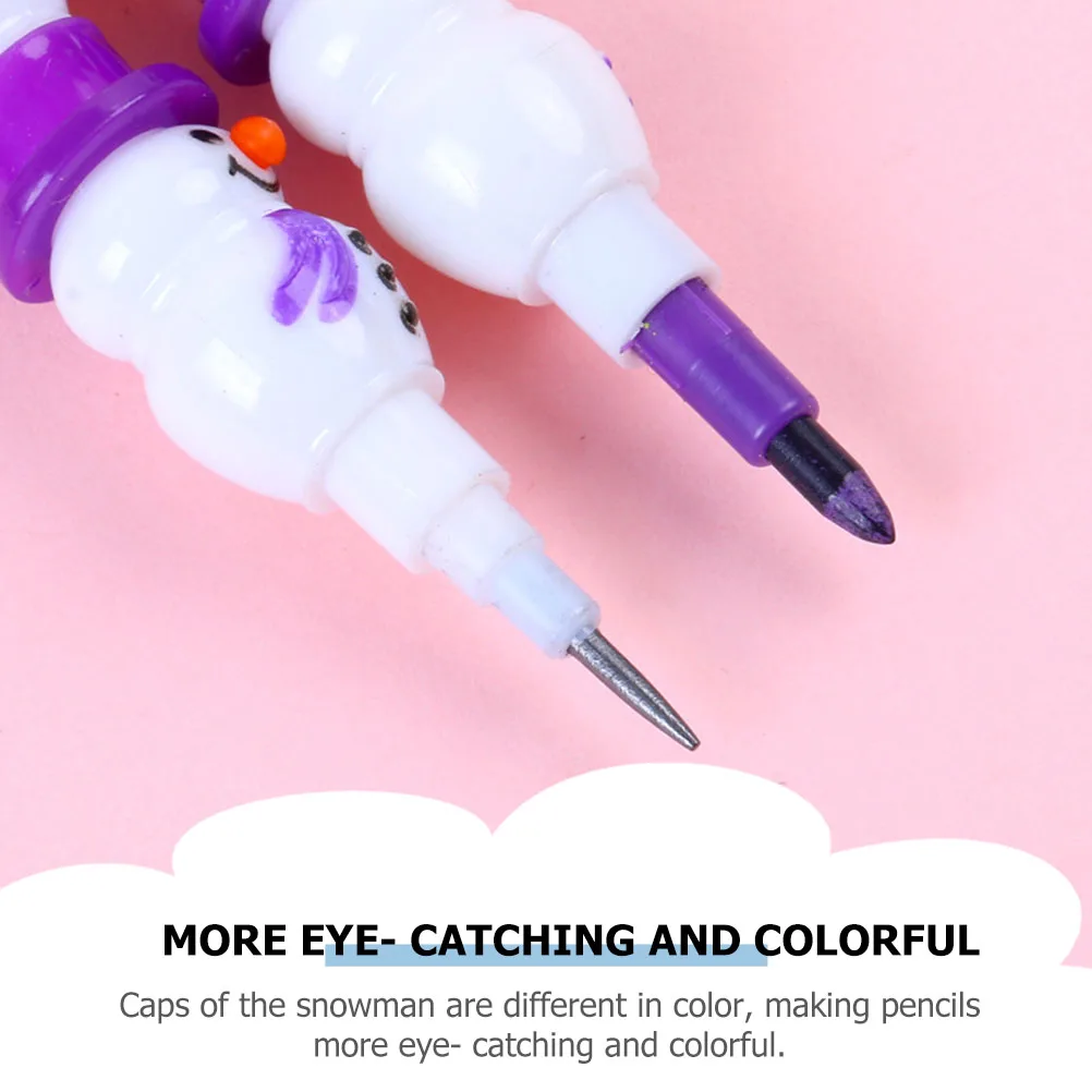 

20pcs Stackable Snowman Pencils Plastic Student School Supplies Non Sharpening Kids Office Bulk Christmas Gift