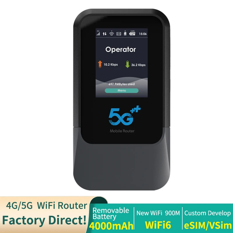 5G  SA NSA Pocket Mini WiFI SIM&Esim UNISOC V510 Modem Pocket Mobile Portable Hotspot Wi-Fi Indoor WiFi6  Router 4000mAh