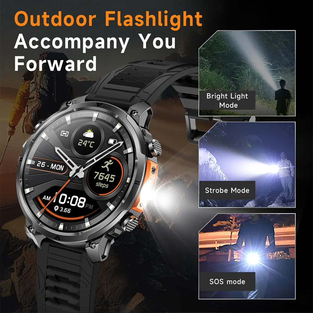 2025 New Outdoors Military GPS Sports Smart Watch Men Built-in Dual-Band GNSS Compass Altimeter 10ATM Bluetooth call Smartwatch