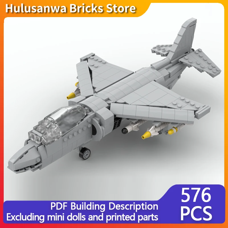 

AV-8B Harrier, современный военный истребитель, модель MOC, строительные кирпичи, военное оборудование, модульные подарки, праздничная сборка, детские игрушки