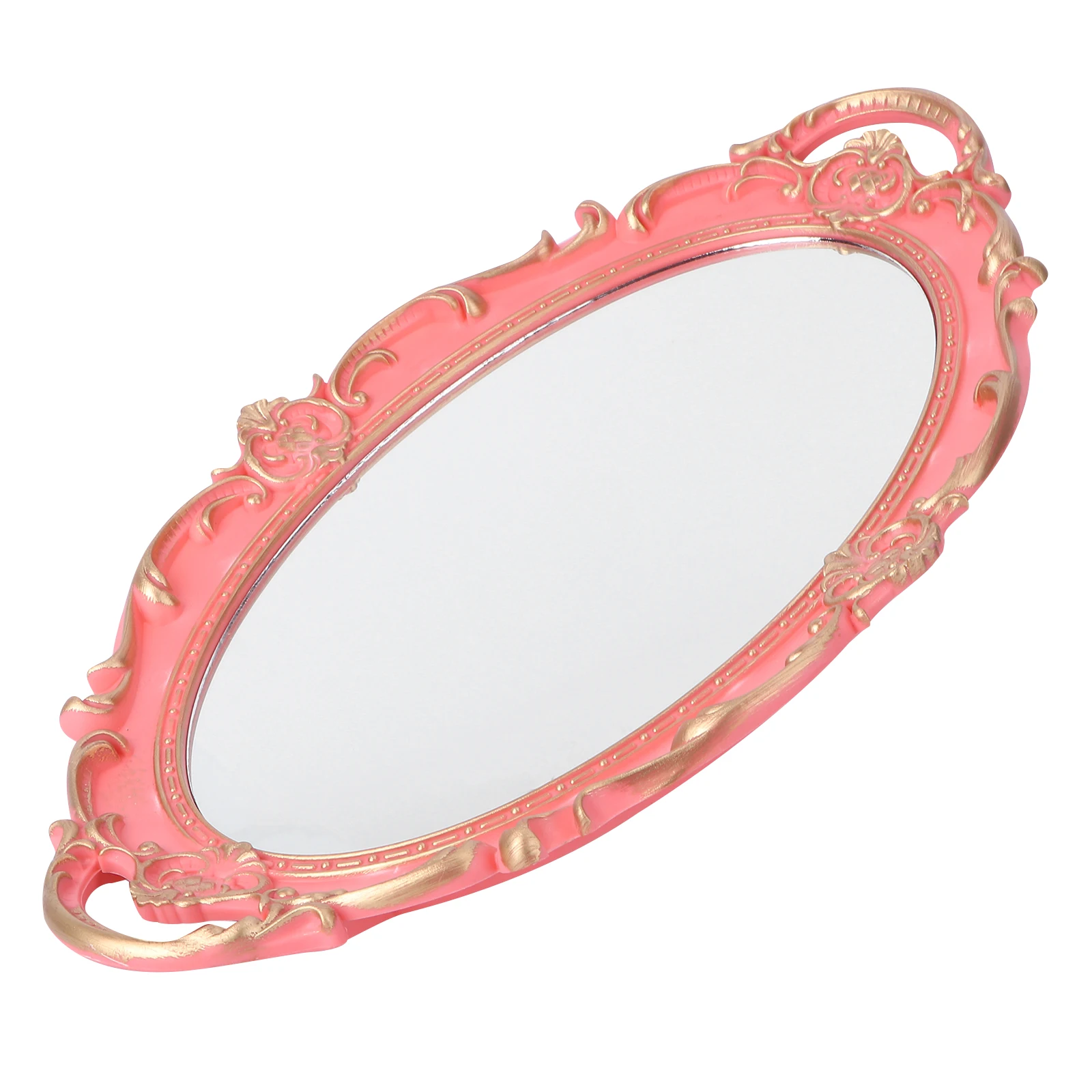 

1pc Retro European Style Storage Tray Decorative Perfume Tray For Home Kitchen Living Room Party Use Mirror Effect