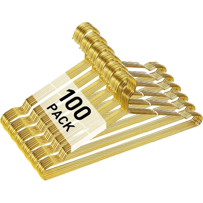 

Hot sale.100 Pcs Stainless Steel Metal Hangers Wire Hangers for Clothes Strong Ultra Thin Space Saving Wire 17.7" Clothes Space