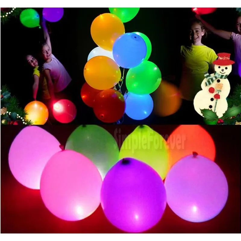 500pcs 12inch Colorful Glowing LED Light Balloons Helium Inflatable Latex Luminous Balloon for Wedding Party Decoration