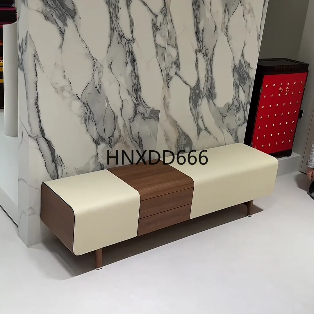 

New Chinese light luxury solid wood storage shoe changing stool