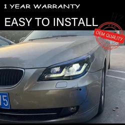 Headlight For BMW E60 2003-2010 Car автомобильные товары LED DRL Hella 5 Xenon Lens Hid H7 523i 530i Angel Eye Car Accessories