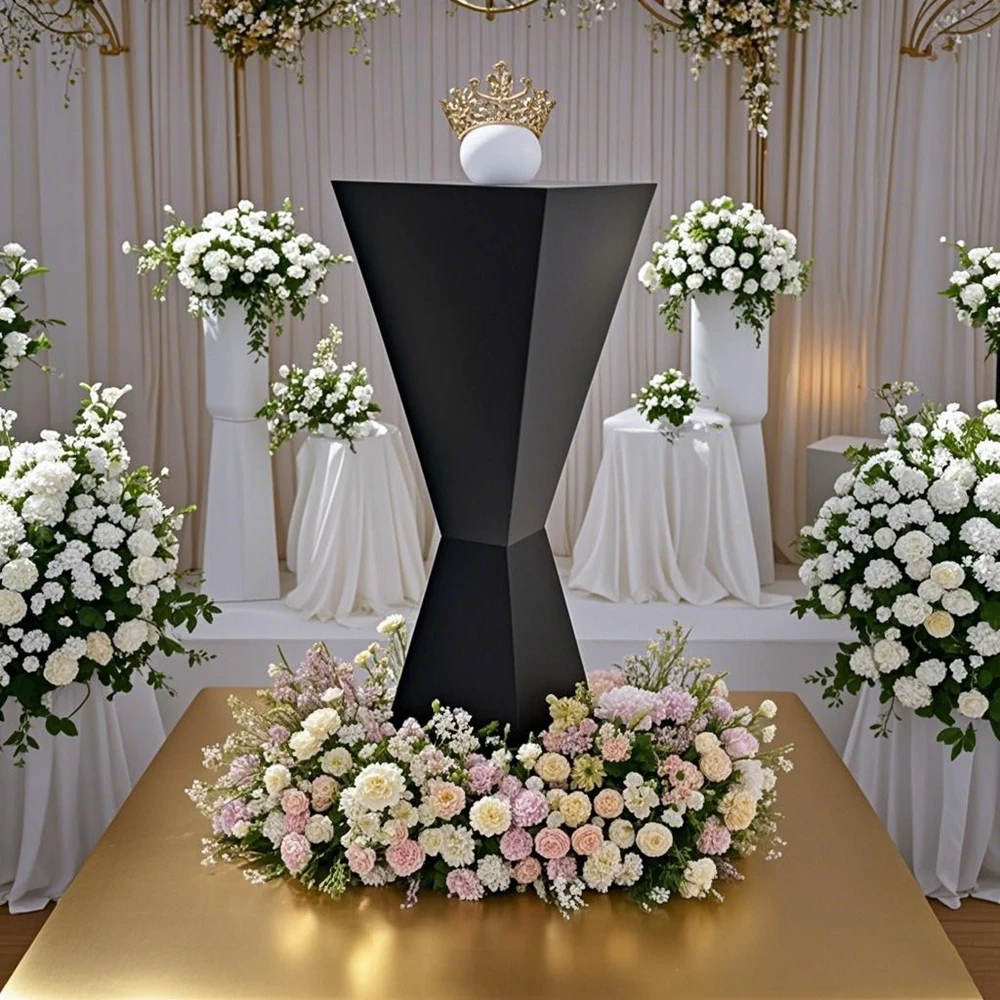 

60-100cm）60-110cm)Wedding Event Prop Route Guide gold/white/sliver/ Black diamond Backdrop metal table Flower Columns Stands