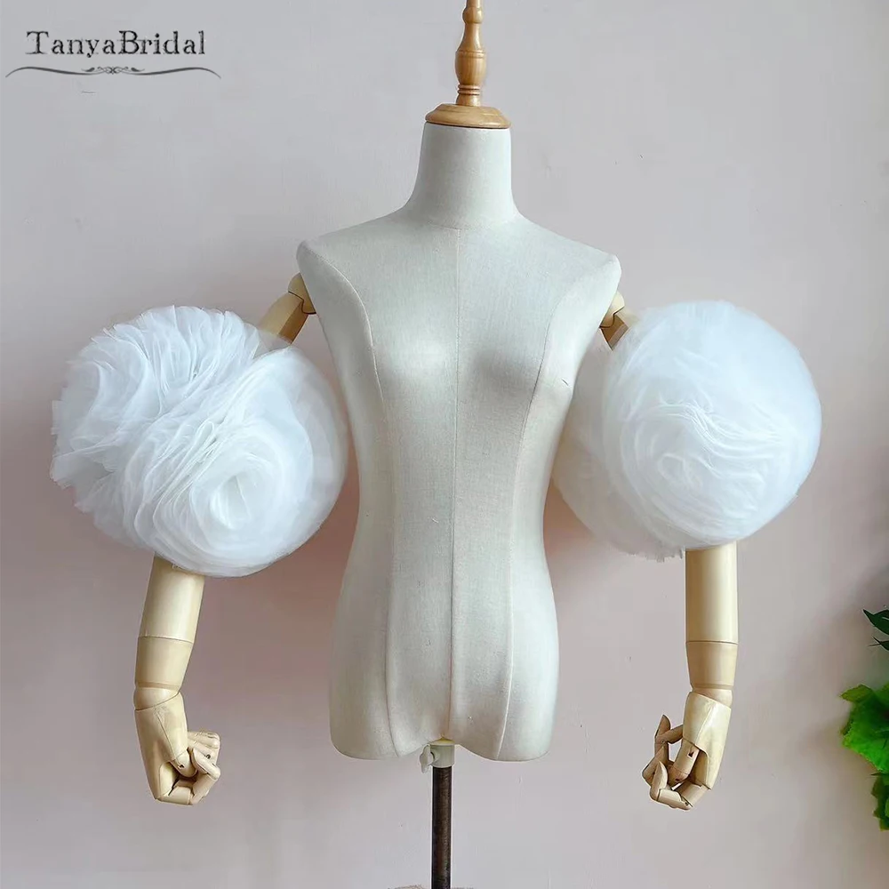 

Layers Tulle Puffy Wedding Detachable Sleeves Cloud Fashion Romantic Bridal Gloves Chic DG245