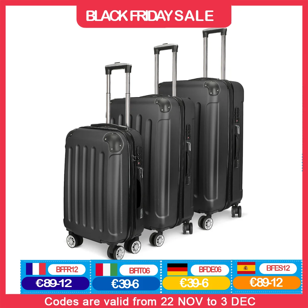 Luggage Set of 3 with Lock, 4 Rolling Spinner Wheels, ABS Lightweight Trolley Travel Suitcase for Hand Luggage Business Trip