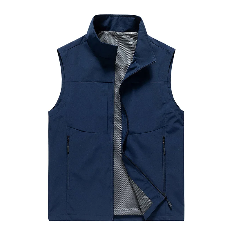 

Spring Autumn Men's Middle-Aged Elderly Casual Quick-Drying Stand-Up Collar Outdoor Multi-Pocket Vest