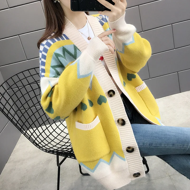 Winter-early Season Ladies' Fashionable and Simple Style Sweater 2025 New Relaxed Style Loose Knitted Cardigan Coat Wholesale