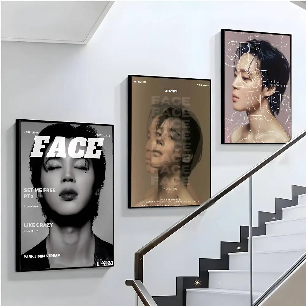 المغني J-Jimin Kpop الوجه لتقوم بها بنفسك لزجة ملصق ذاتية اللصق الفن ورق مقاوم للماء ملصق مقهى بار غرفة جدار ديكور