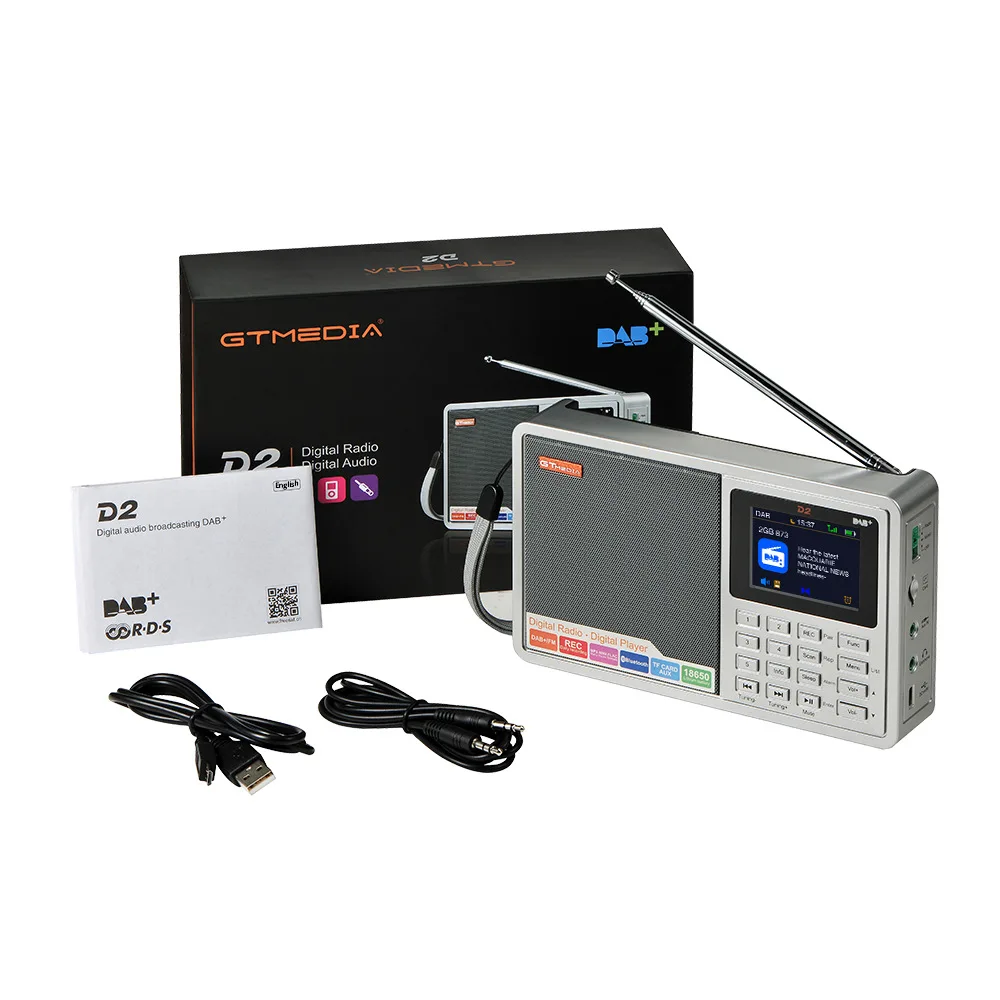 

Original GTMEDIA D2 Portable Radio 2.4'' LCD Display FM/DAB+ Digital Radio With RDS 60 Preset Stations Enhanced Reception