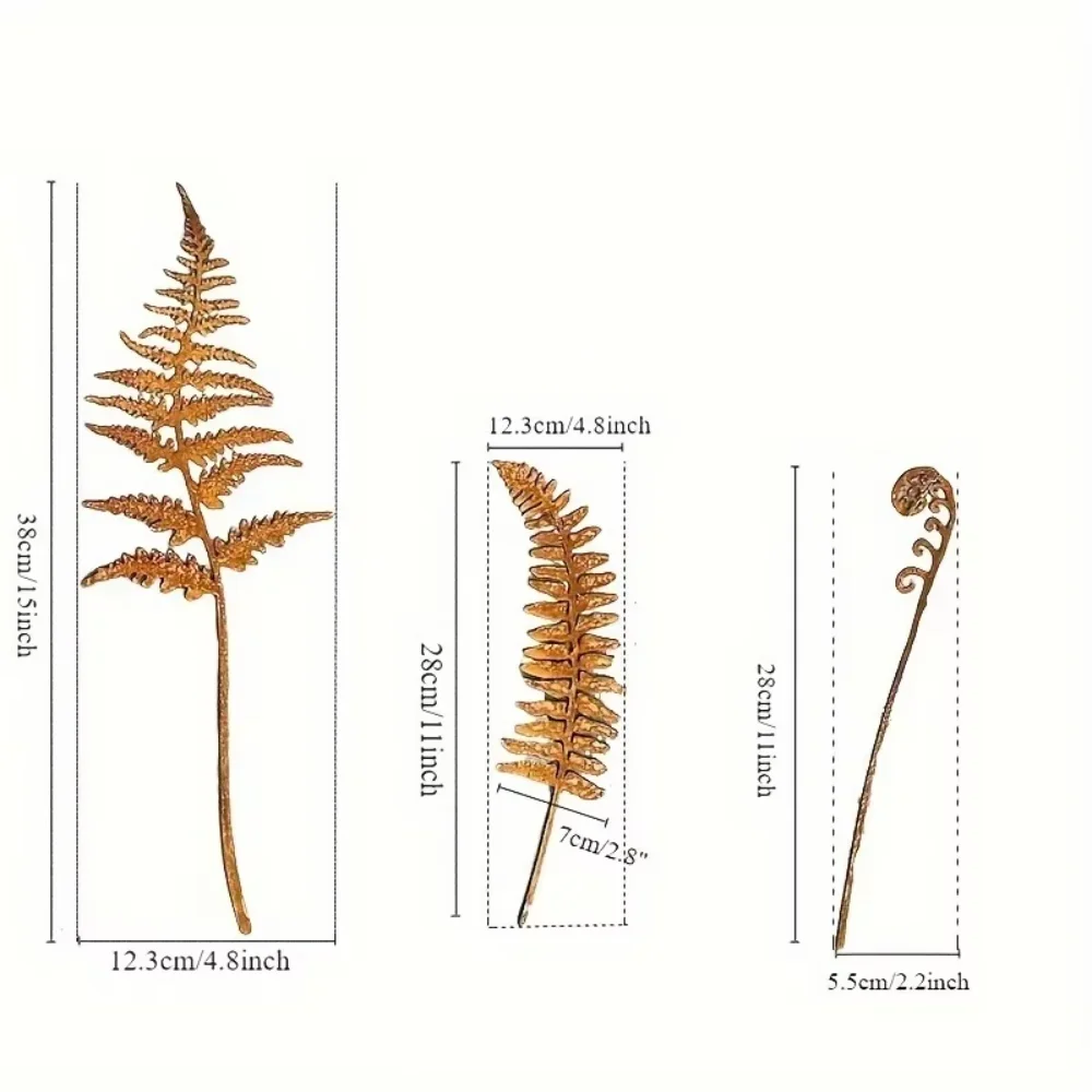Rusty Fern Leaves Garden Stake Metal Bouquet Rusted Metal Plant Stake Outdoor Garden Art Home and Garden Decor Ornament for Yard - view 2