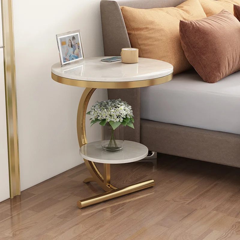 

Simple balcony bedside small round table bedroom living room marble coffee table small apartment side sofa side cabinet corner