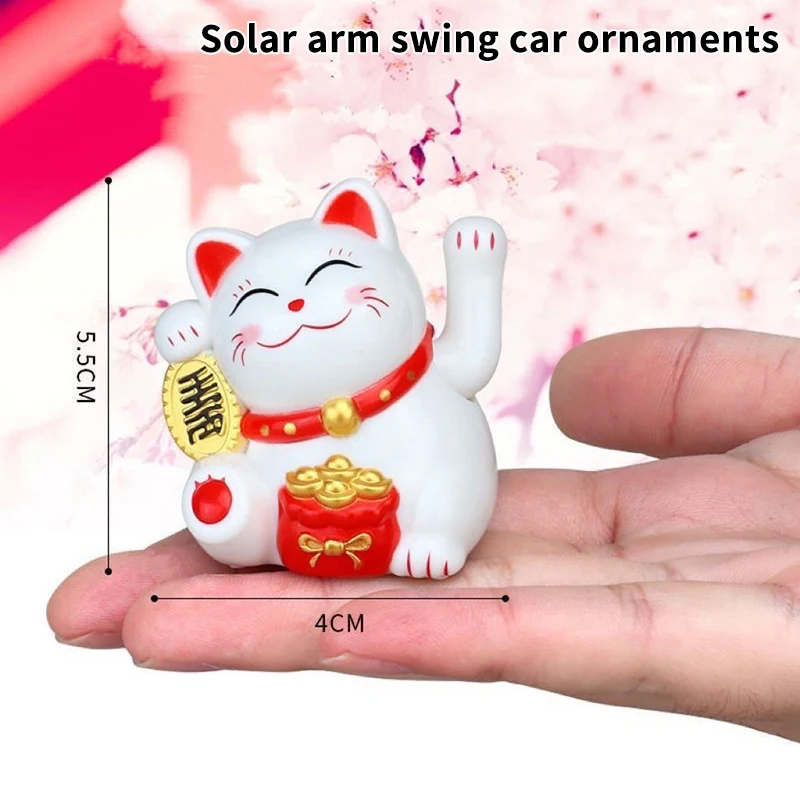 1/4PCLucky Cat Solar Powered Waving Arm Beckoning Swinging Nodding For Home Office Car Decor Desktop Ornaments Bring Luck Wealth