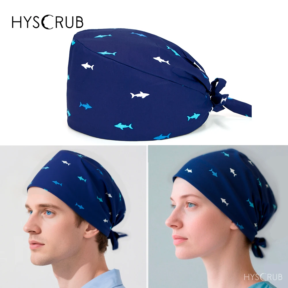 

Модная синяя хирургическая шапочка с принтом для мужчин и женщин, шапочка для врача и медсестры, шапочка-скраб