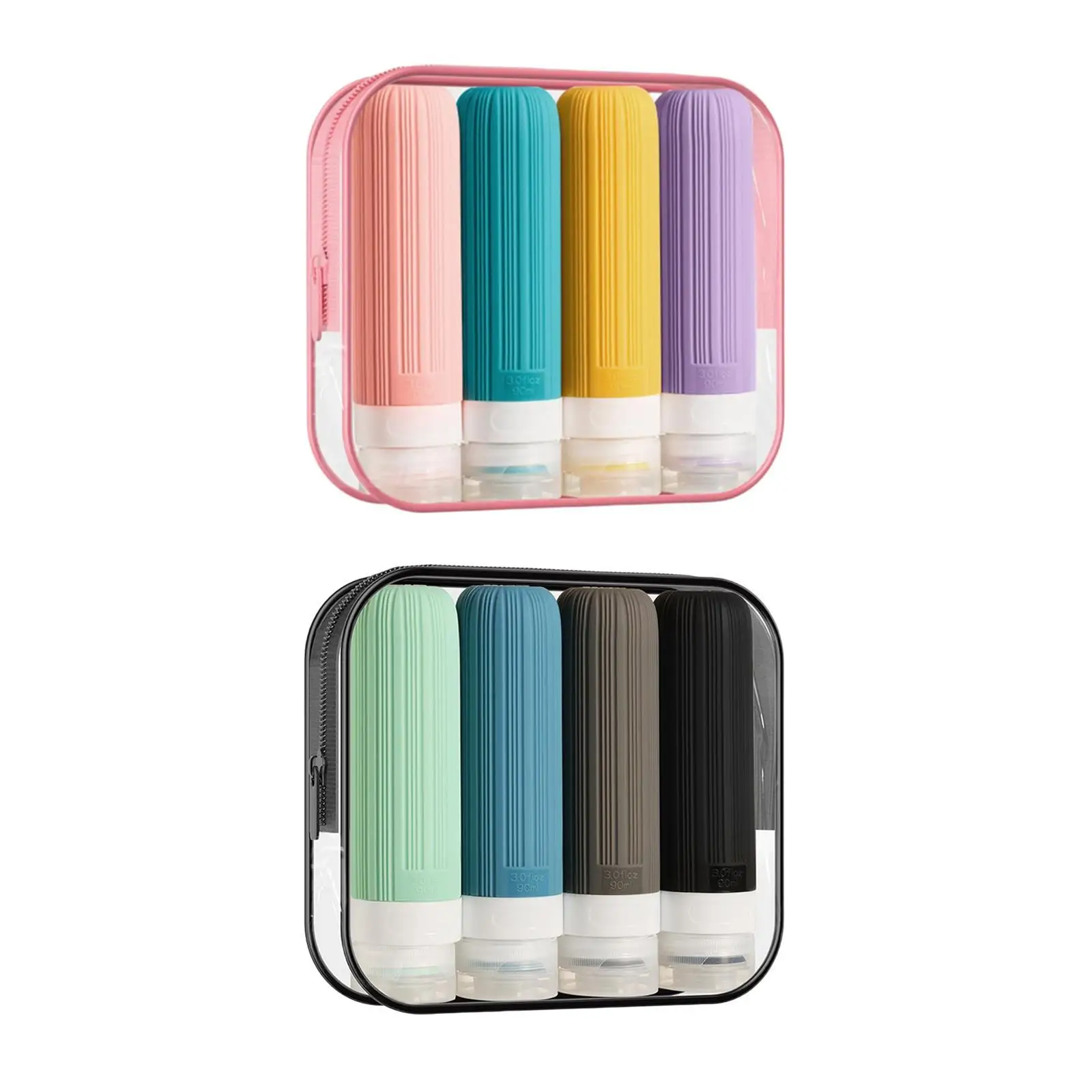 4 Pieces Silicone Travel Bottles Set Liquid Containers with Toiletry Storage Bag