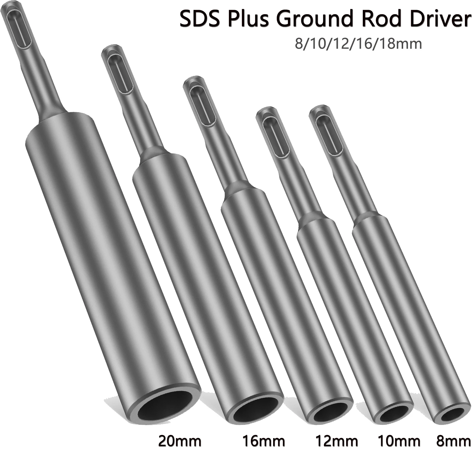 

5PCS SDS Plus Ground Rod Driver For All SDS Plus Hammer Drills 8/10/12/16/20mm High Hardness Ground Rod Driver Adapter Bits