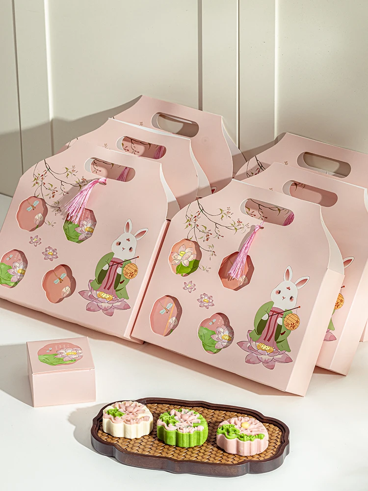 

Teacher's Day Mooncake Paaging Box Gift Box Egg Yolk Crisp Emp Box 4 Mid-Autumn 2026 New Model 6 Fre Meat Flowing Heart...