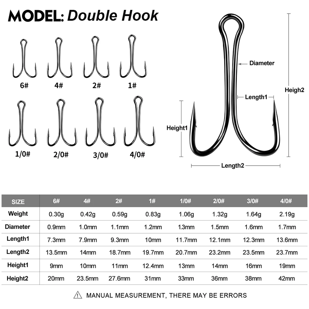 WESTBASS 20PCS Double Fishing Hooks 6#-4/0# High Carbon Steel Weedless Fishhook Barbed Duple Hook For Soft Bait pesca accessori