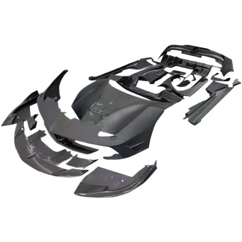 ApplicableFront Lip Spoiler Compatible for 488GTB FRP+CF Material Monsoy Style Front Rear Bumper Spoiler Side Skirts Engine Hood