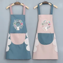 Rabbit Cartoon Apron Waterproof Unisex BBQ Bib Apron For Women's Kitchen Apron Cooking Baking Restaurant Workwear Cleaning Tools