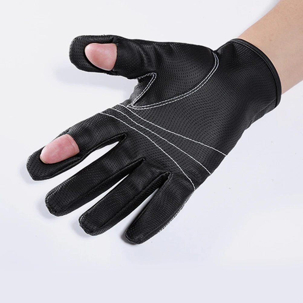 

Warm Anti-Slip 2-Finger Fishing Gloves Wear-Resistant Durable Grip Outdoor Gloves Adjustable Wrist Fastening Black Xl Size
