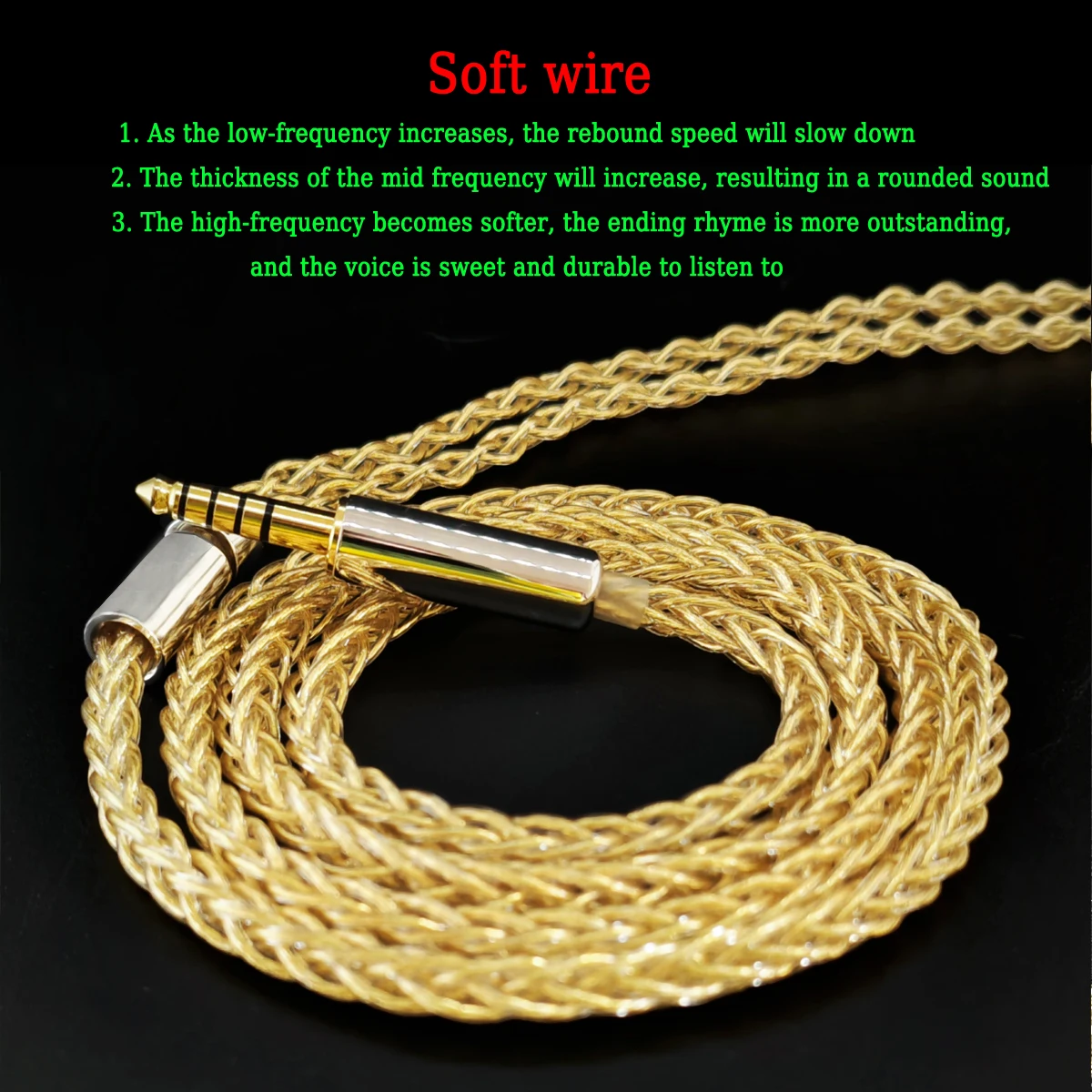 Earphone cable, 8-strand LItz structure, pure silver gold-plated upgraded high fidelity sound quality 0.78 mmcx IM